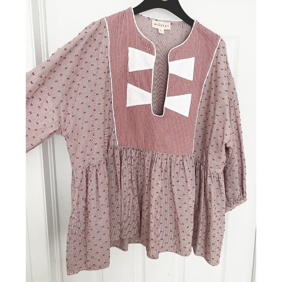 Wiggy Kit "Bow Tie" Blouse in Red, size Large (fits XL) - Picture 5 of 5